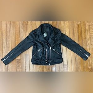 New ALL SAINTS Women’s Black  Motorcycle Biker Leather Jacket Size 4